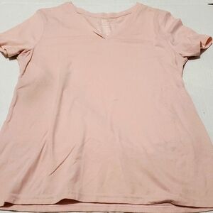 Light Pink V-Neck Short Sleeve Athleisure Lounging Tee